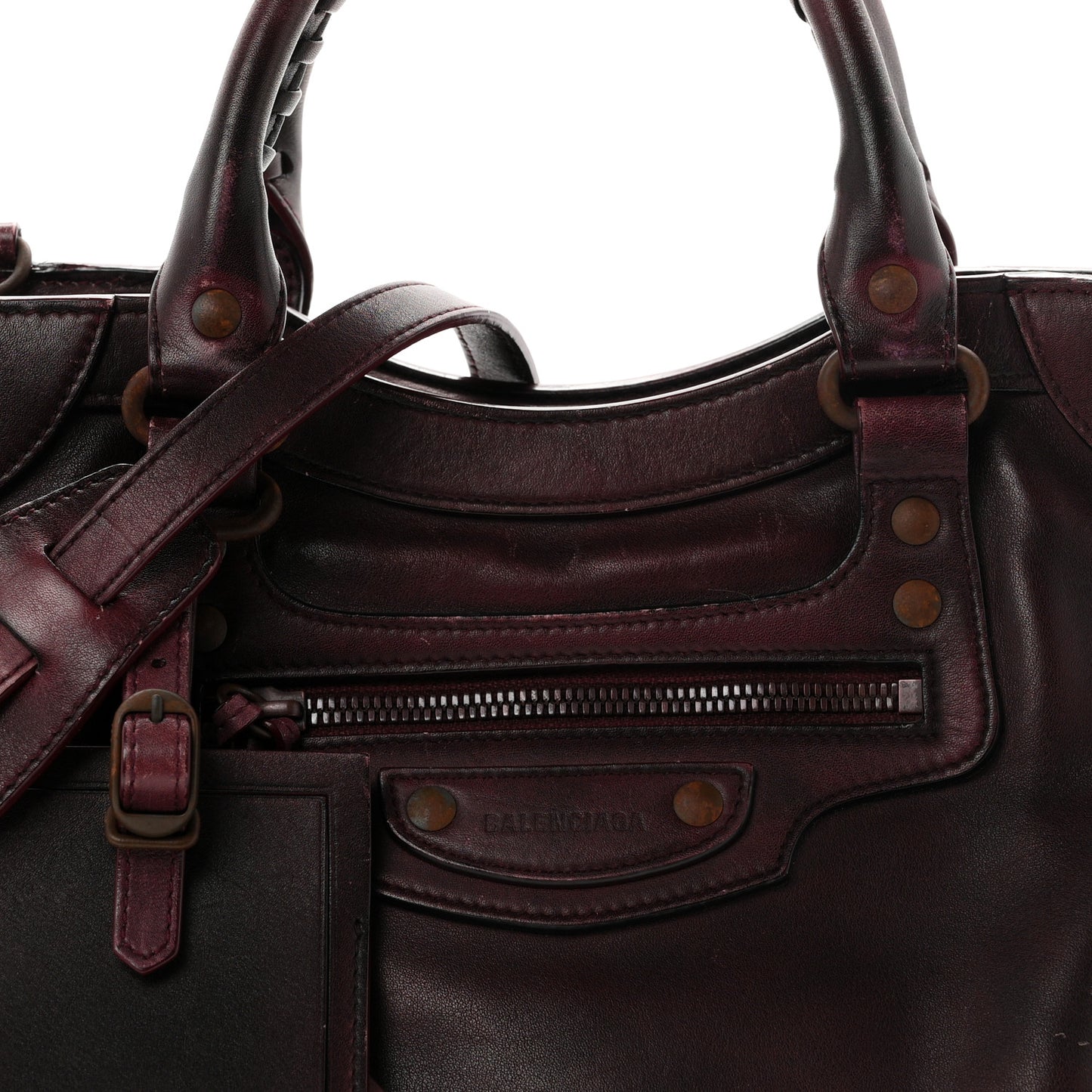 Used Calfskin Rust Hardware Neo Classic City Burgundy