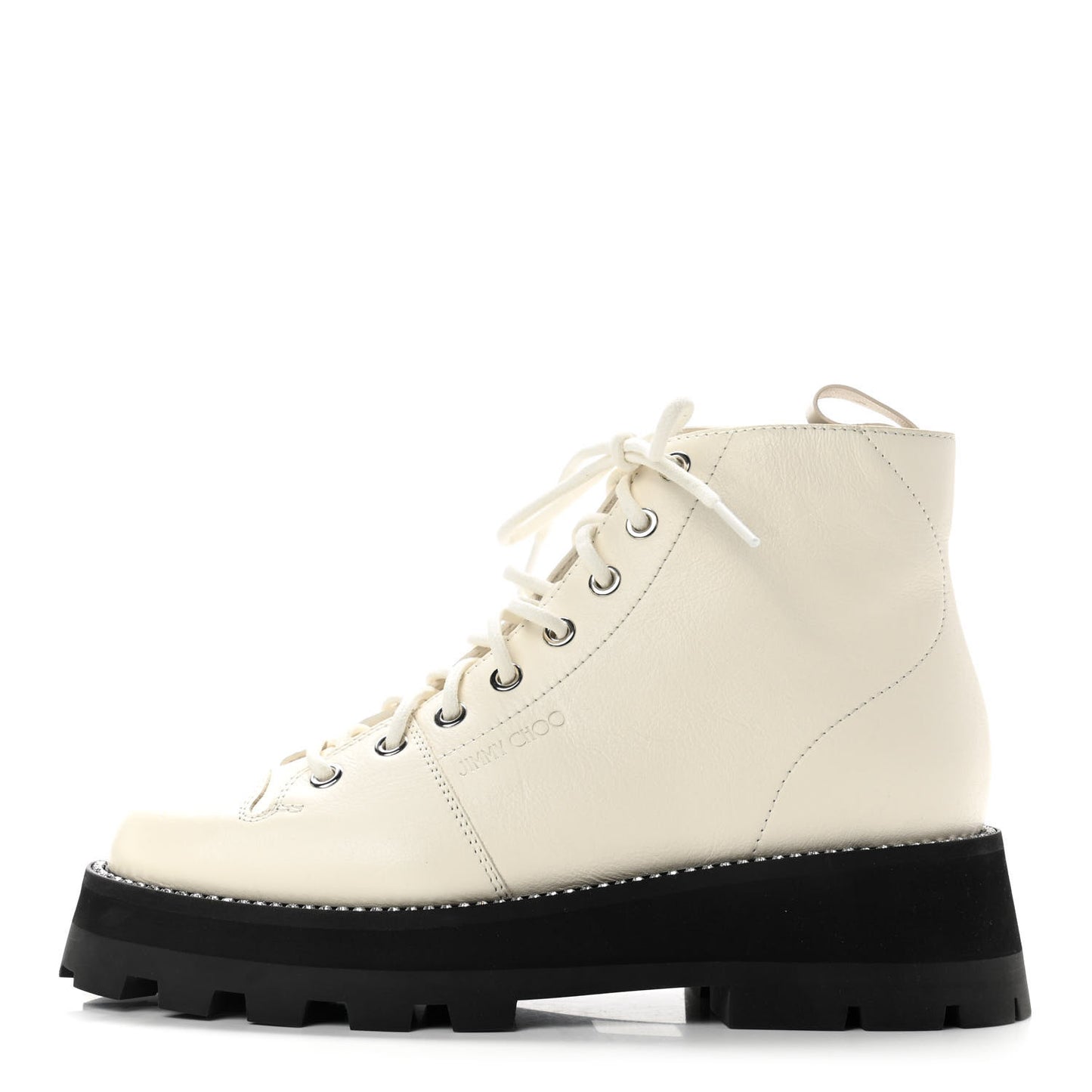 Calfskin Crystal Embellished Colby Combat Boots 38 Latte