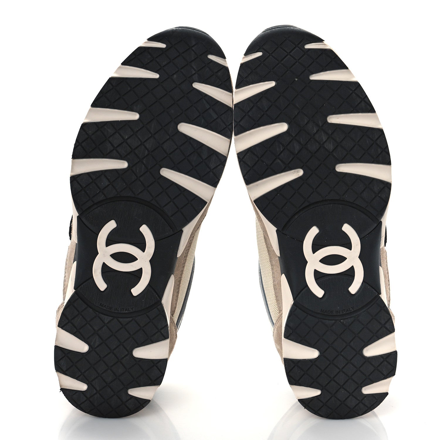 Chanel Mesh Suede Calfskin Womens CC Sneakers 40 White Ivory Dark Beige 6 of 8