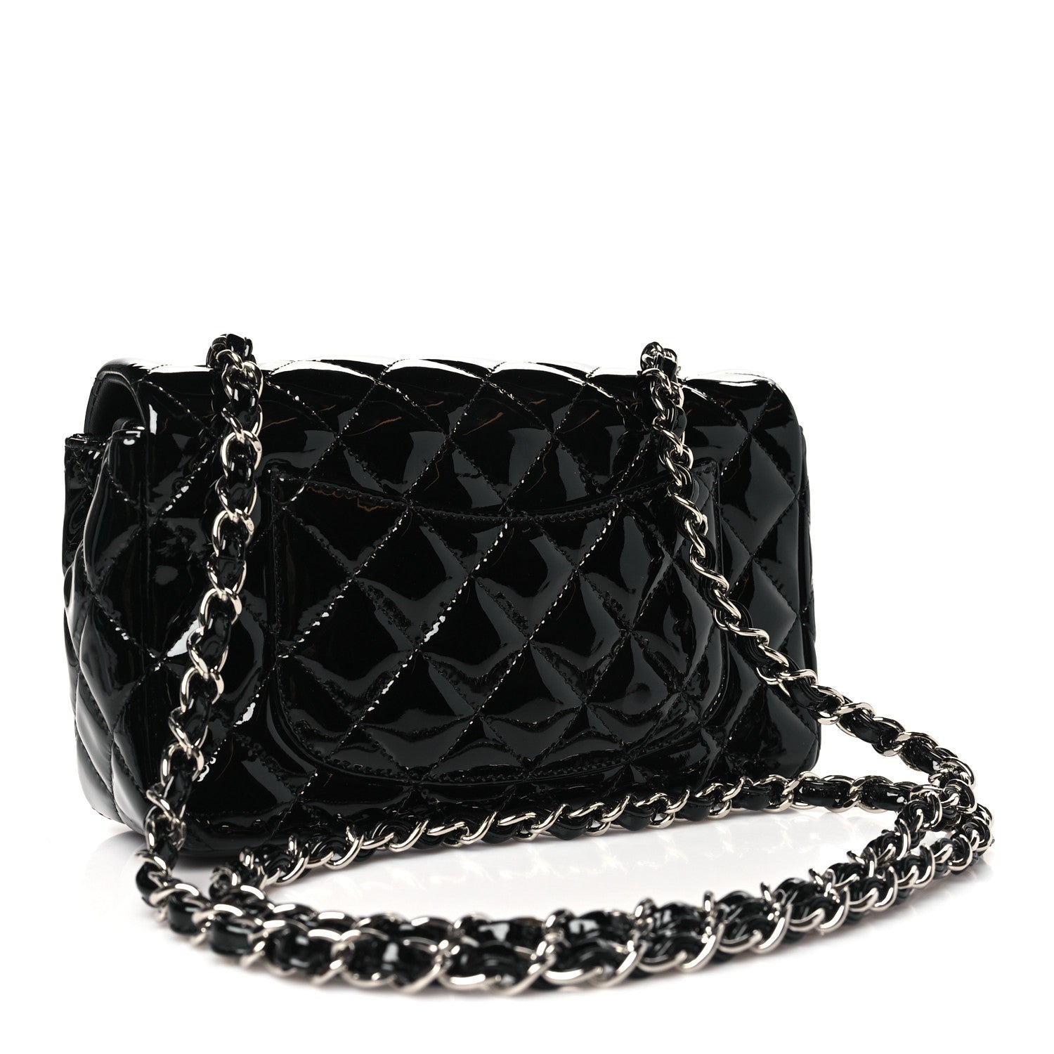Chanel Patent Calfskin Quilted Mini Rectangular Flap Black 3 of 10