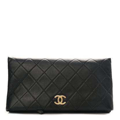 Chanel Lambskin Quilted Fold Over Clutch Black 1 of 8