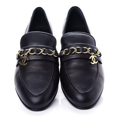 Chanel Lambskin CC Chain Loafers 38 Black 5 of 11
