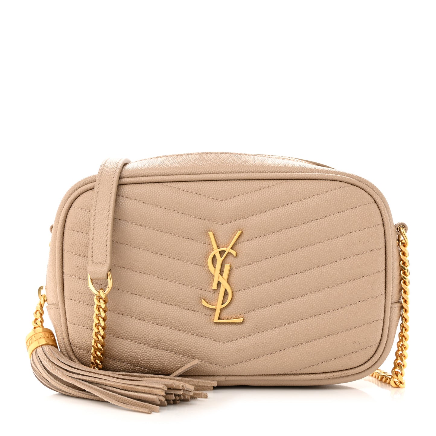 Grain De Poudre Matelasse Monogram Mini Lou Camera Bag Dark Beige