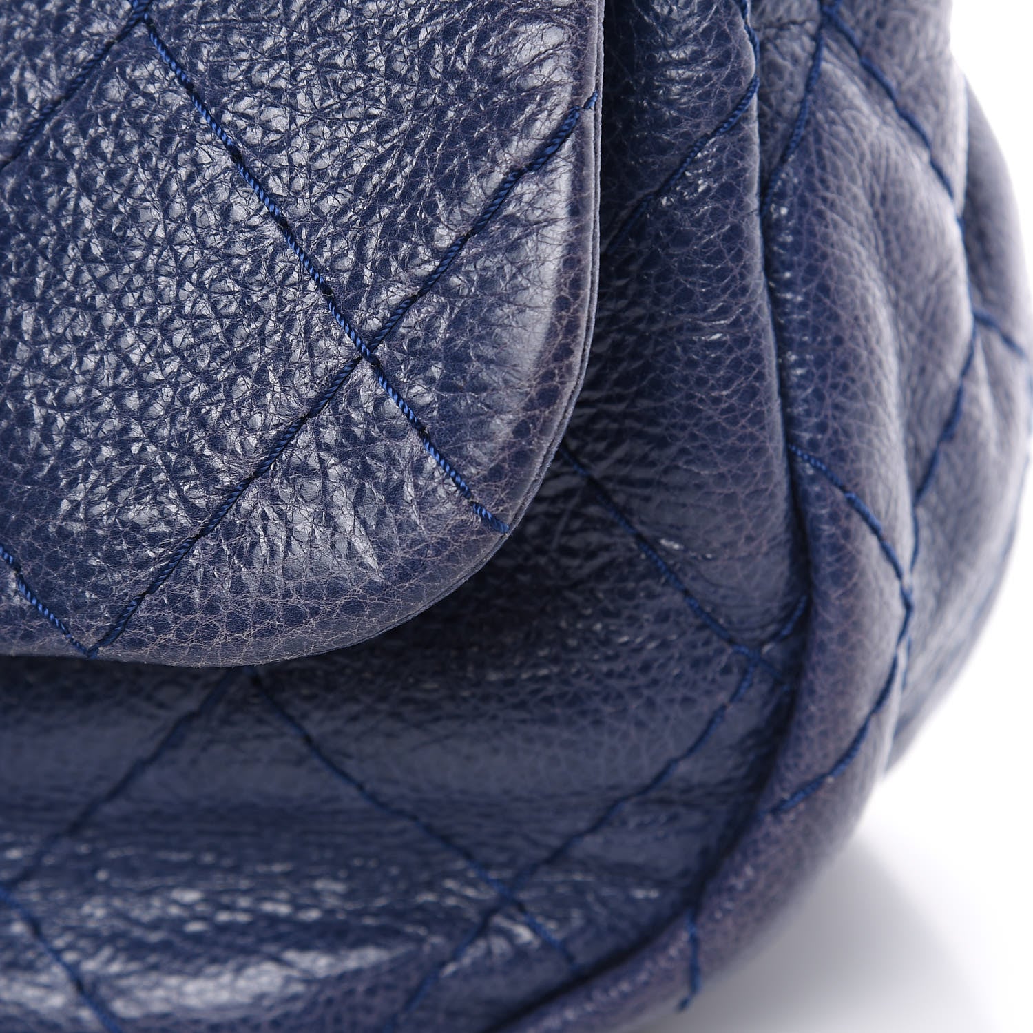 Chanel Glazed Calfskin Stitched XL On The Road Flap Blue 10 of 15