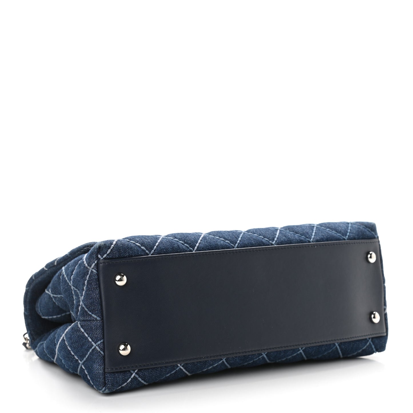 Denim Quilted Small Coco Handle Flap Blue