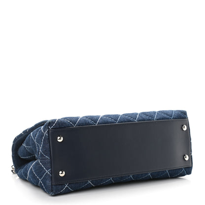 Chanel Denim Quilted Small Coco Handle Flap Blue 4 of 11