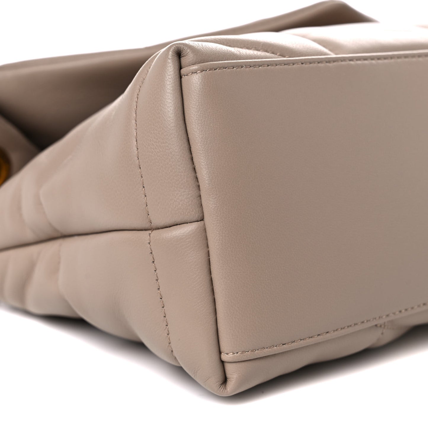 Lambskin Quilted Small Loulou Puffer Monogram Chain Satchel Dark Beige