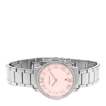 Tiffany Stainless Steel Diamond Bezel 31mm Atlas 2-Hand Quartz Watch Pink 2 of 5