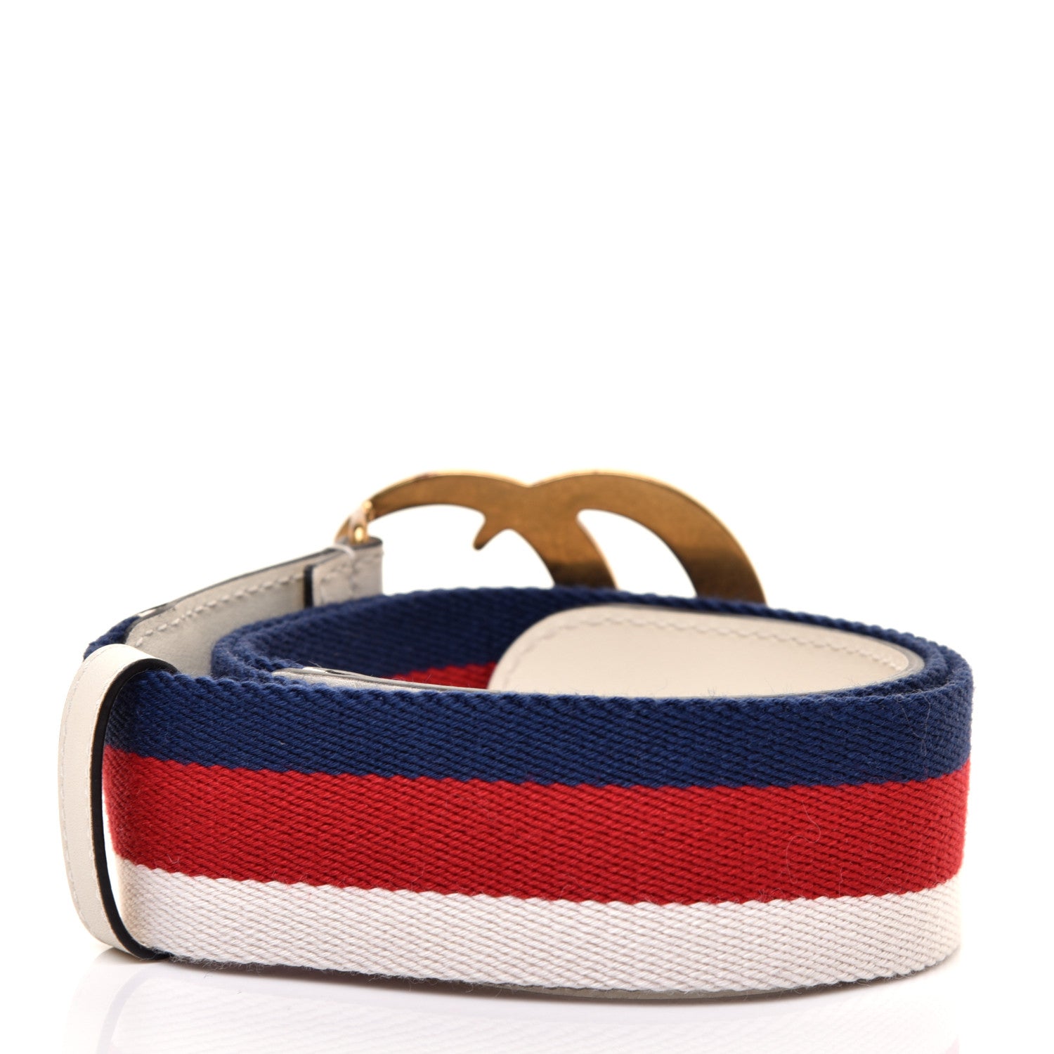 Gucci Nylon Calfskin Sylvie Web Double G 40mm Belt 85 34 Mystic White Hibiscus Red Maritime 2 of 5