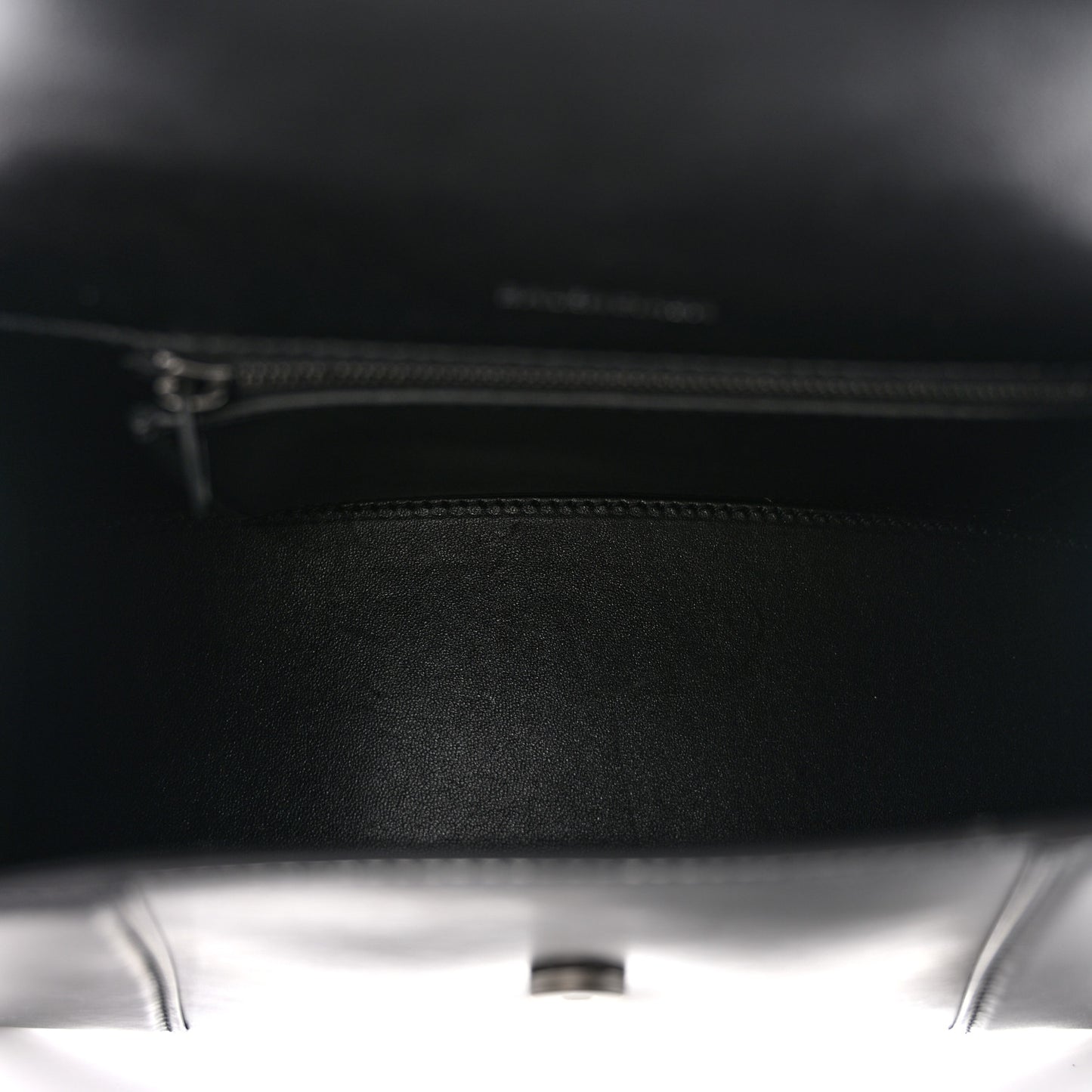 Shiny Box Calfskin Monochrome Small Hourglass Top Handle Bag Black