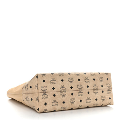 MCM Calfskin Visetos Anya Shopper Tote Beige 4 of 13