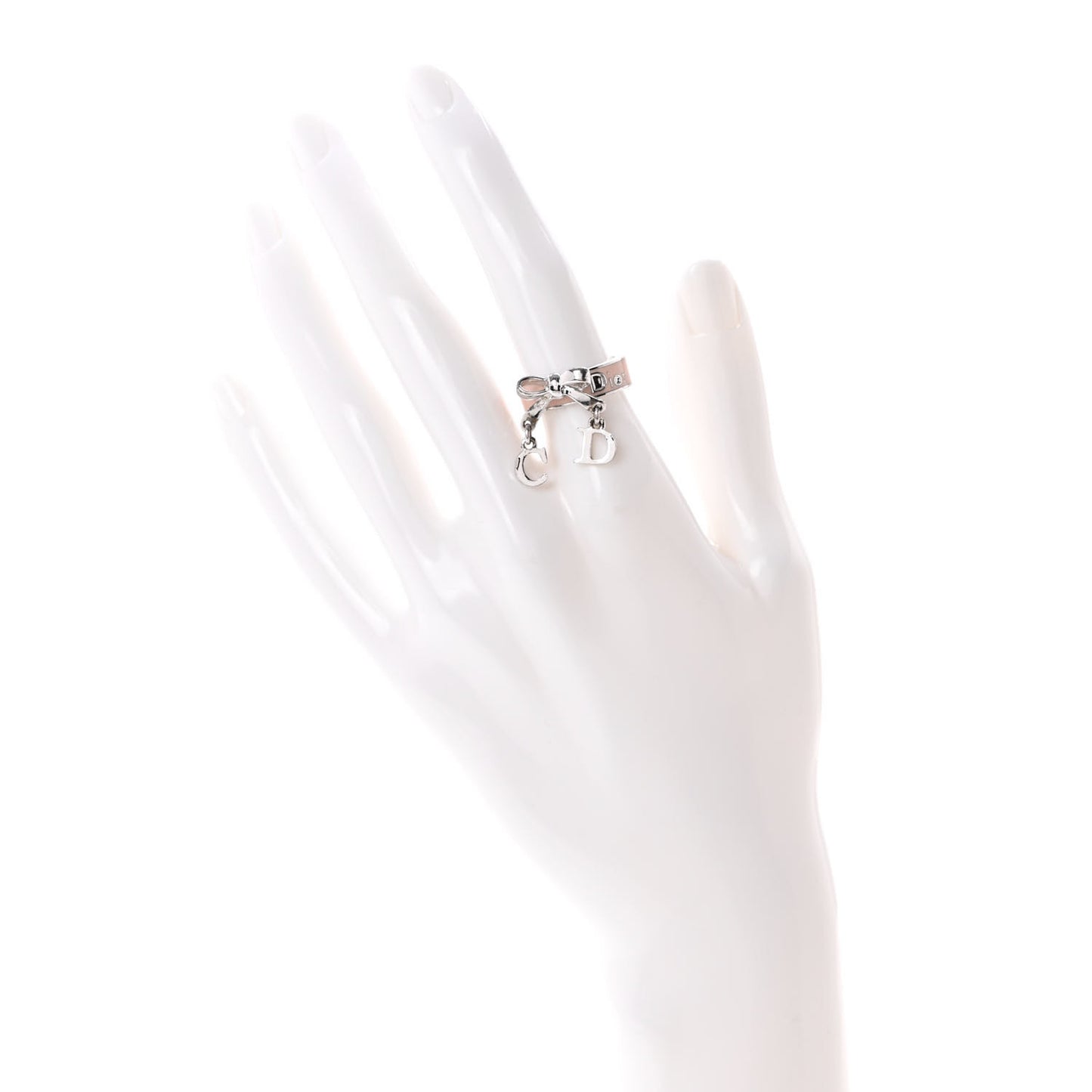Metal Enamel Bow Ring 49 5 Pink Silver