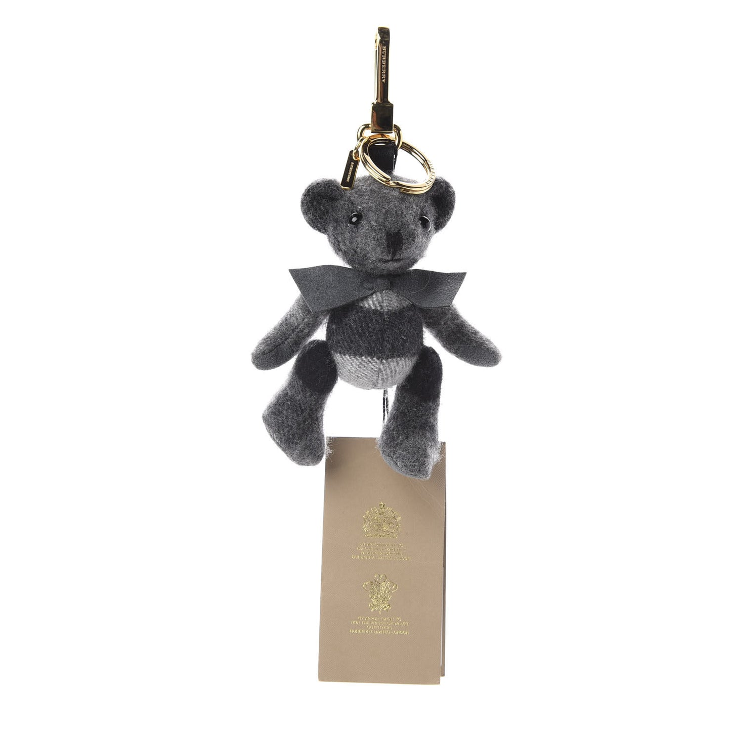 Cashmere Check Thomas Bear Charm Mid Grey