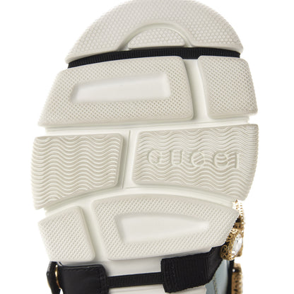 Gucci X SEGA Metallic Calfskin Removable Crystals Womens Flashtrek Sneakers 35.5 Lago Loess Silver 7 of 8