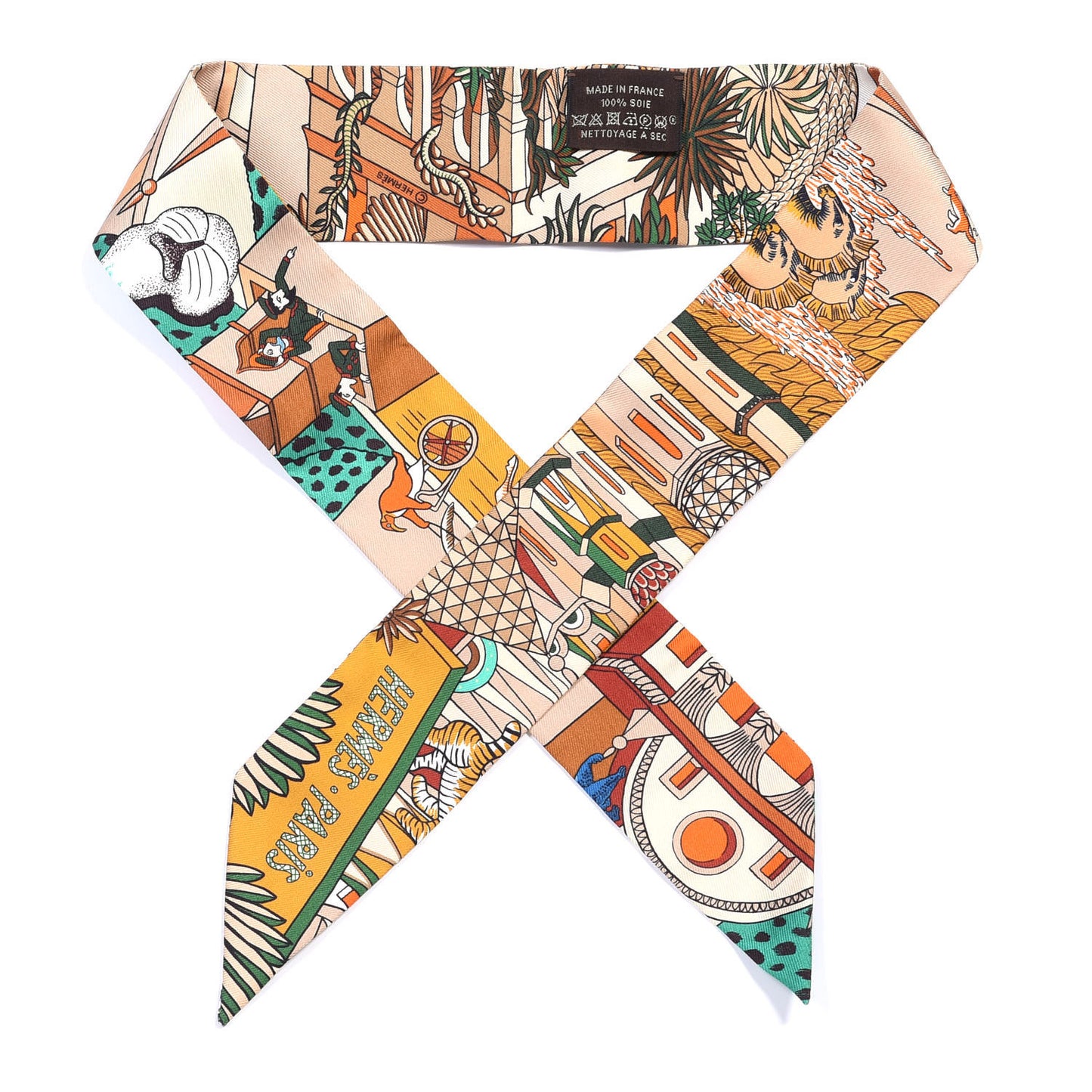 Silk Animapolis Plumetis Twilly Ocre Vert Orange