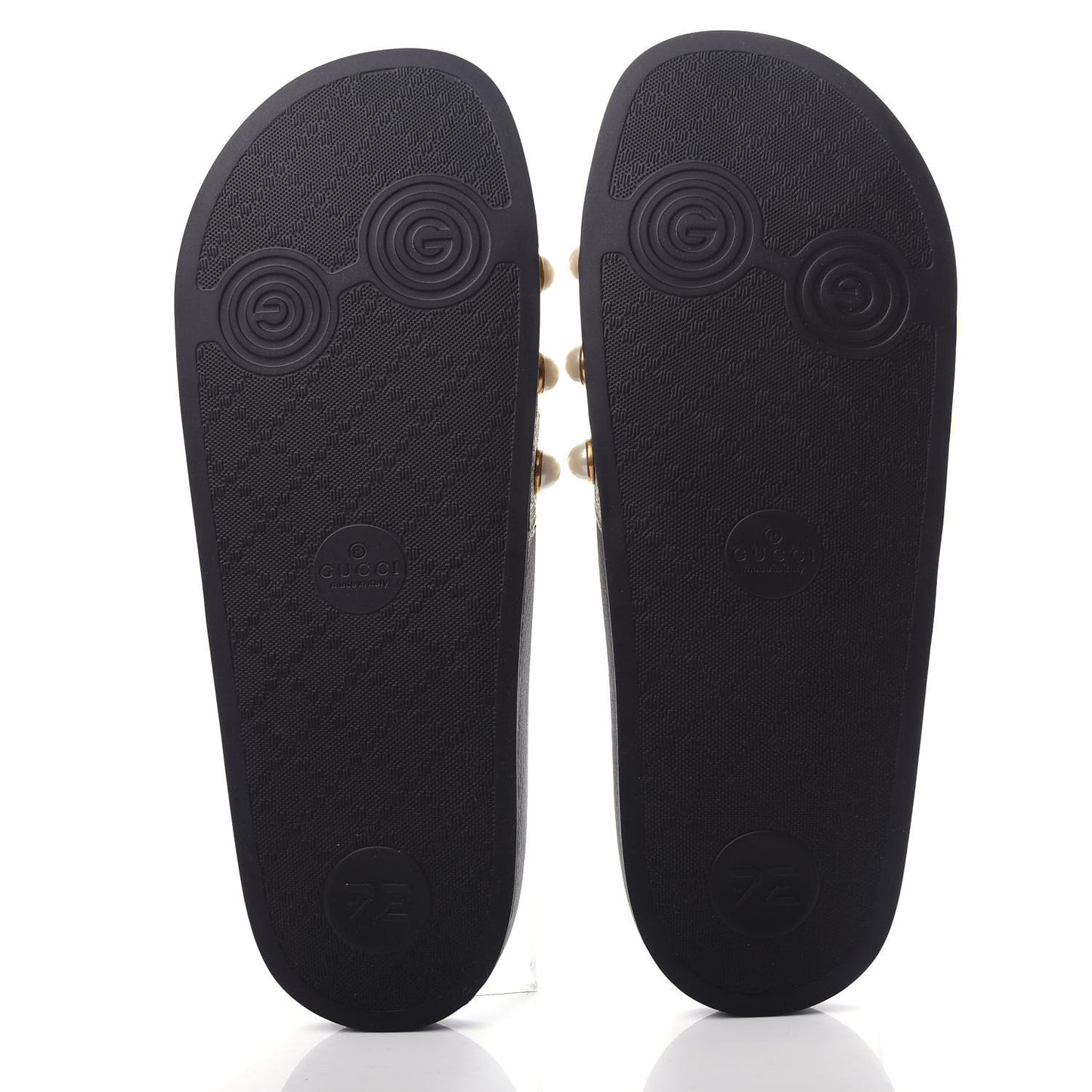 GG Supreme Monogram Pearls Slide Sandals 42 Beige