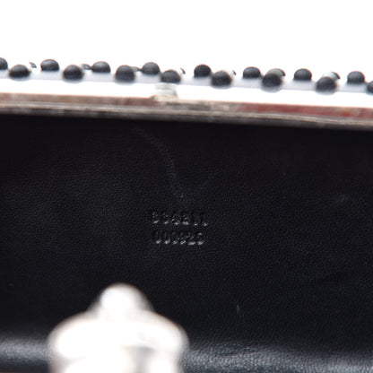 Alexander McQueen Pearl Embellished Calfskin Skull Box Clutch Black 7 of 8