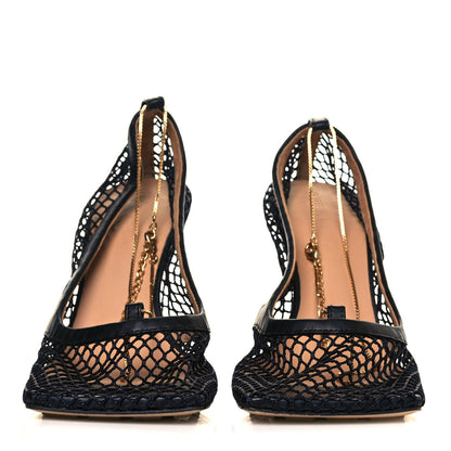Bottega Veneta Mesh Calfskin Chain Stretch Pumps 38 Black 2 of 8