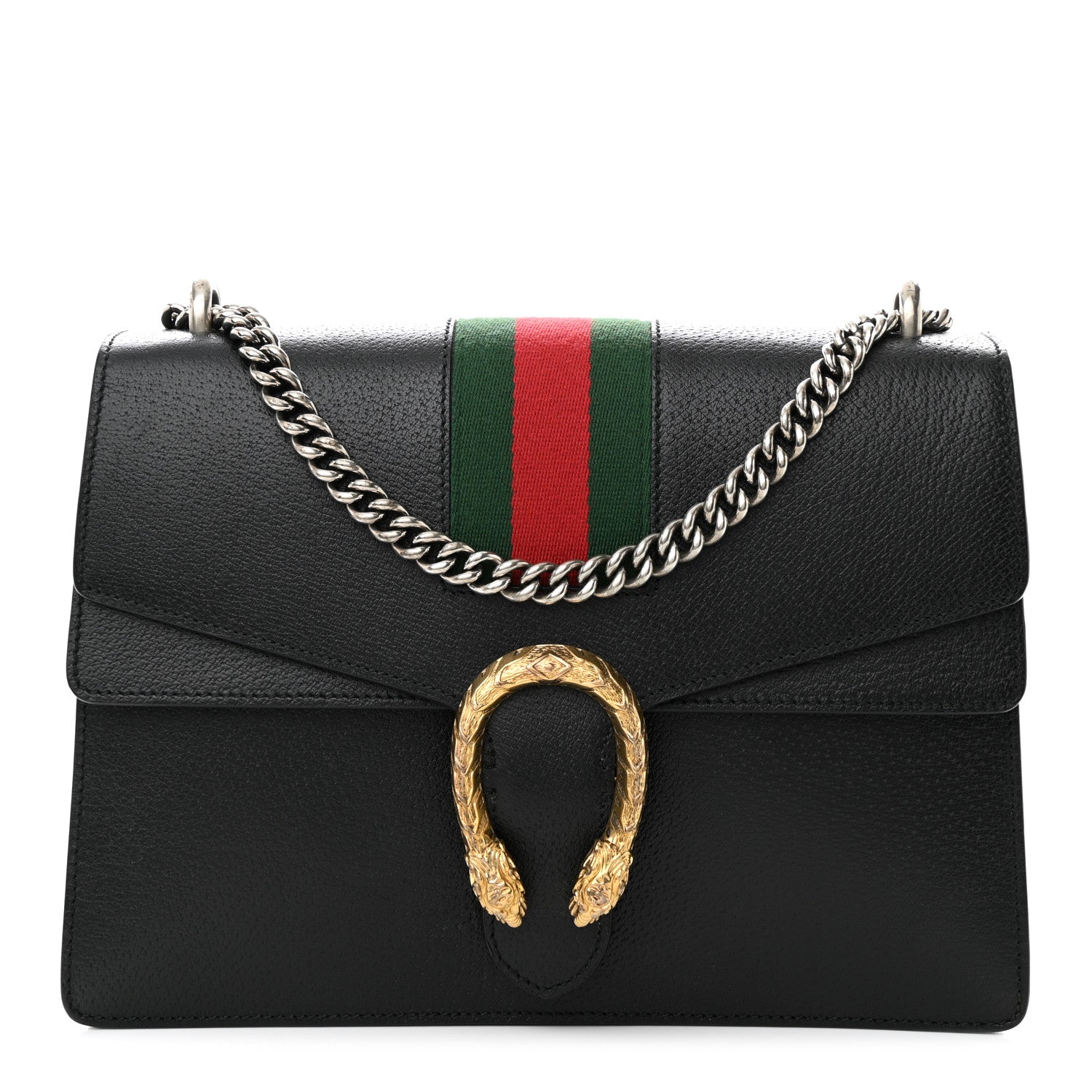 Gucci Calfskin Web Medium Dionysus Shoulder Bag Black 1 of 15