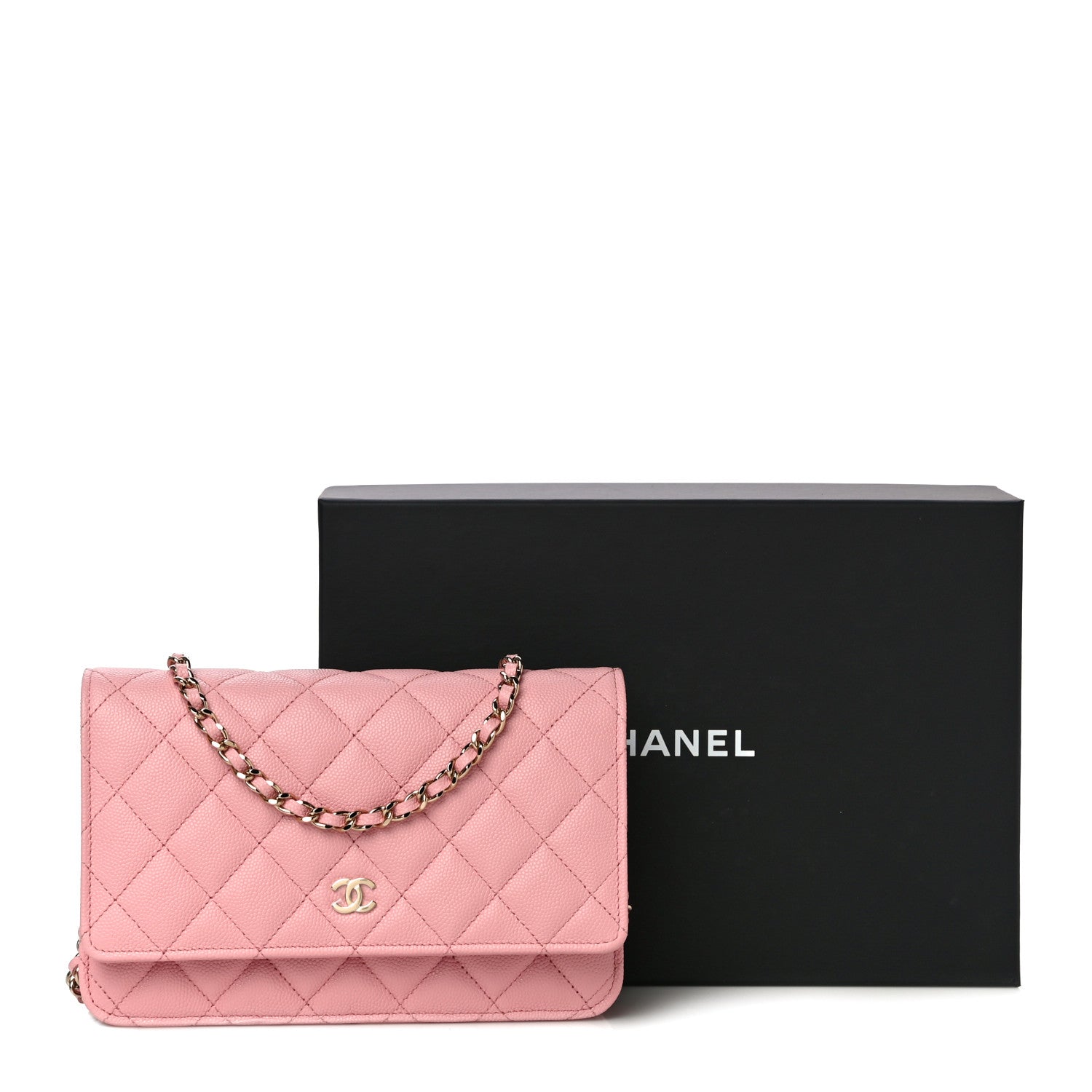 Chanel Caviar Quilted Wallet on Chain WOC Light Pink 12 of 12