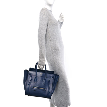 Celine Drummed Calfskin Mini Luggage Ink 3 of 11