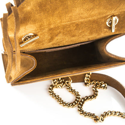 Saint Laurent Suede Fringe Small Monogram Satchel Light Ocre 5 of 6