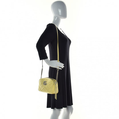 Gucci Calfskin Matelasse Small GG Marmont Chain Shoulder Bag Banana 3 of 13