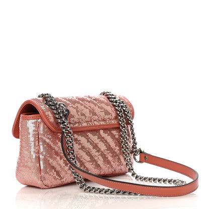 Gucci Sequin Matelasse Diagonal Mini GG Marmont Shoulder Bag Antique Rose Rosa Pale Pink 2 of 11
