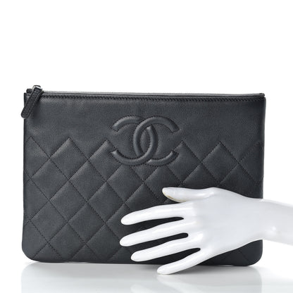 Chanel Metallic Caviar Quilted Medium Maxi CC Cosmetic Case Black 2 of 8