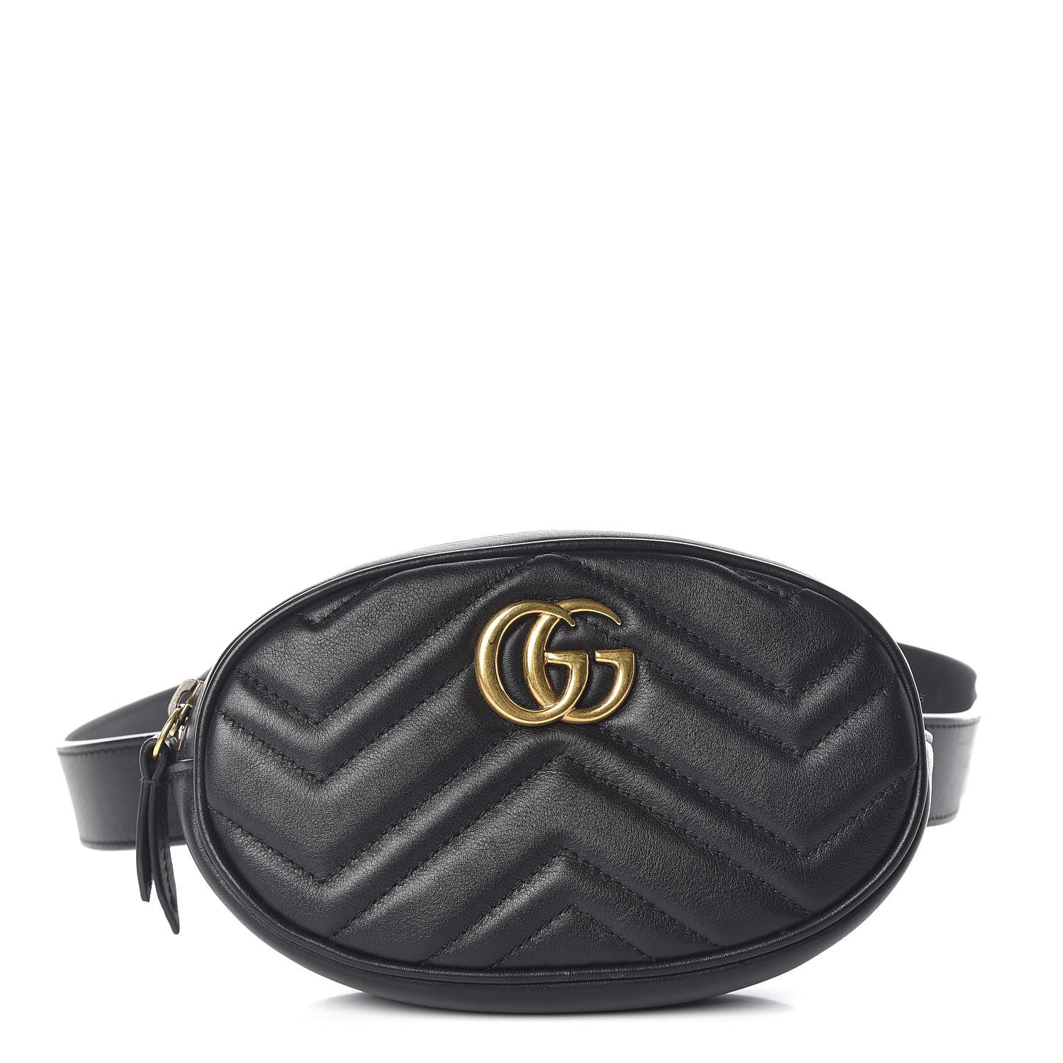 Gucci Calfskin Matelasse GG Marmont Belt Bag 95 38 Black 1 of 13