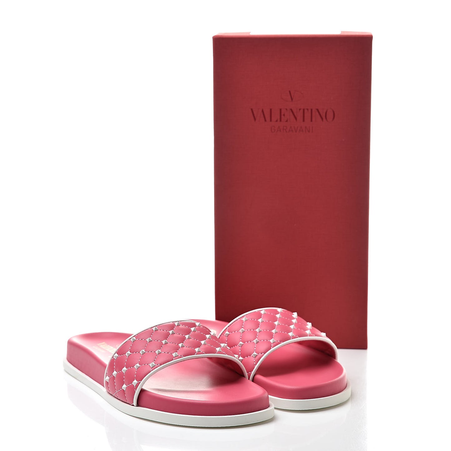 Nappa Free Rockstud Spike Slide Sandals 40 Shadow Pink
