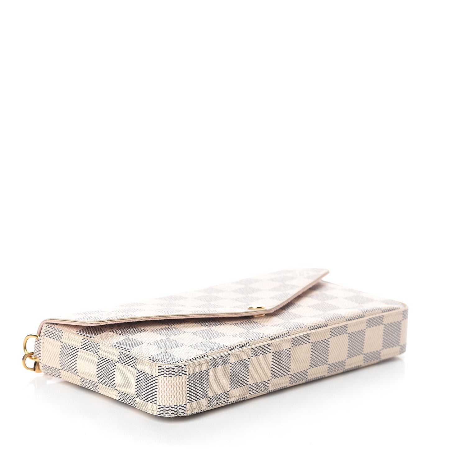 Damier Azur Pochette Felicie Chain Wallet Rose Ballerine