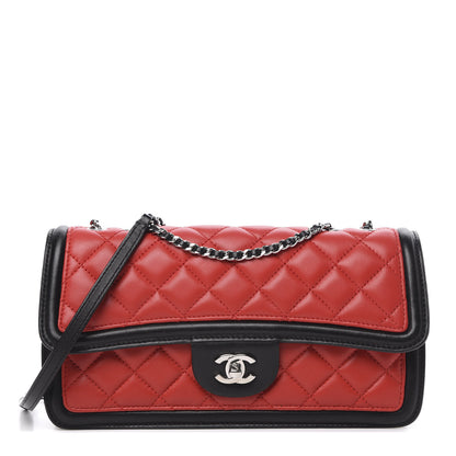 Chanel Lambskin Quilted Tri-Color Flap Red White Black 1 of 13