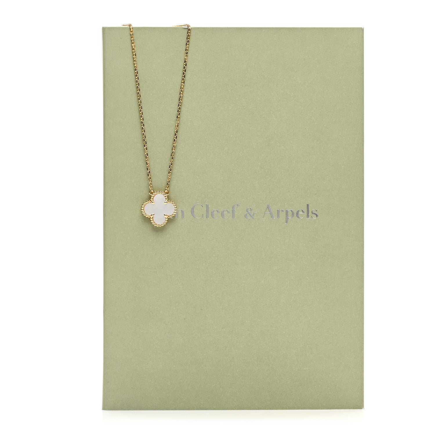 Van Cleef & Arpels 18K Yellow Gold Mother of Pearl Vintage Alhambra Pendant Necklace 5 of 5
