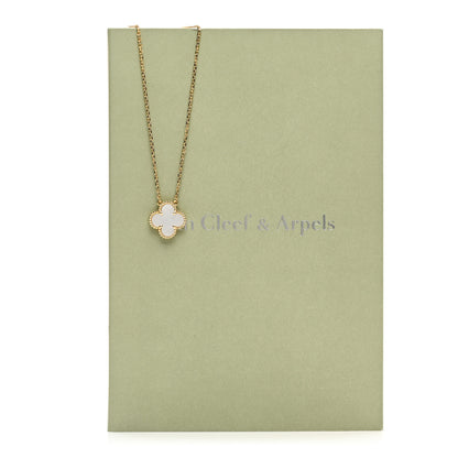 Van Cleef & Arpels 18K Yellow Gold Mother of Pearl Vintage Alhambra Pendant Necklace 5 of 5