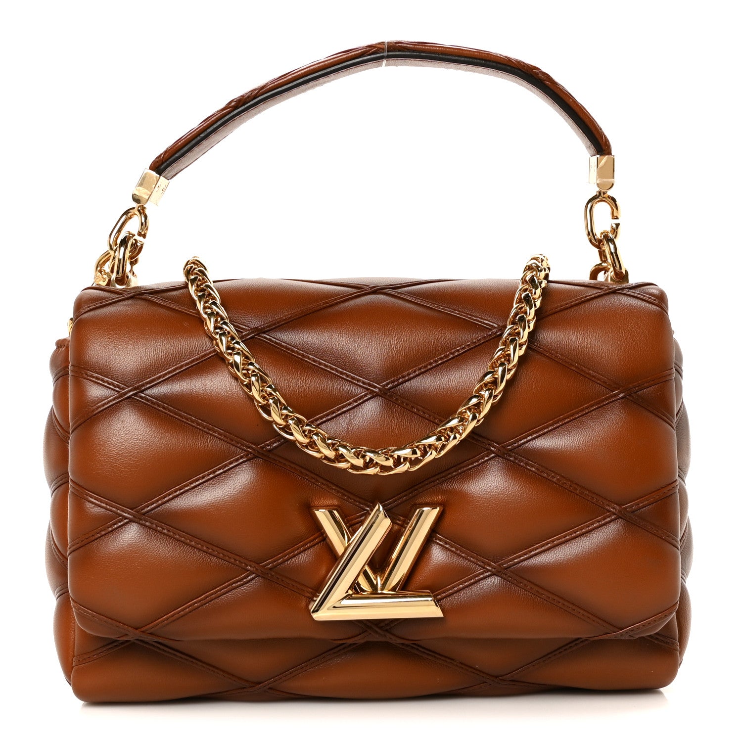 Louis Vuitton Lambskin Malletage Top Handle GO-14 MM Tan 1 of 12