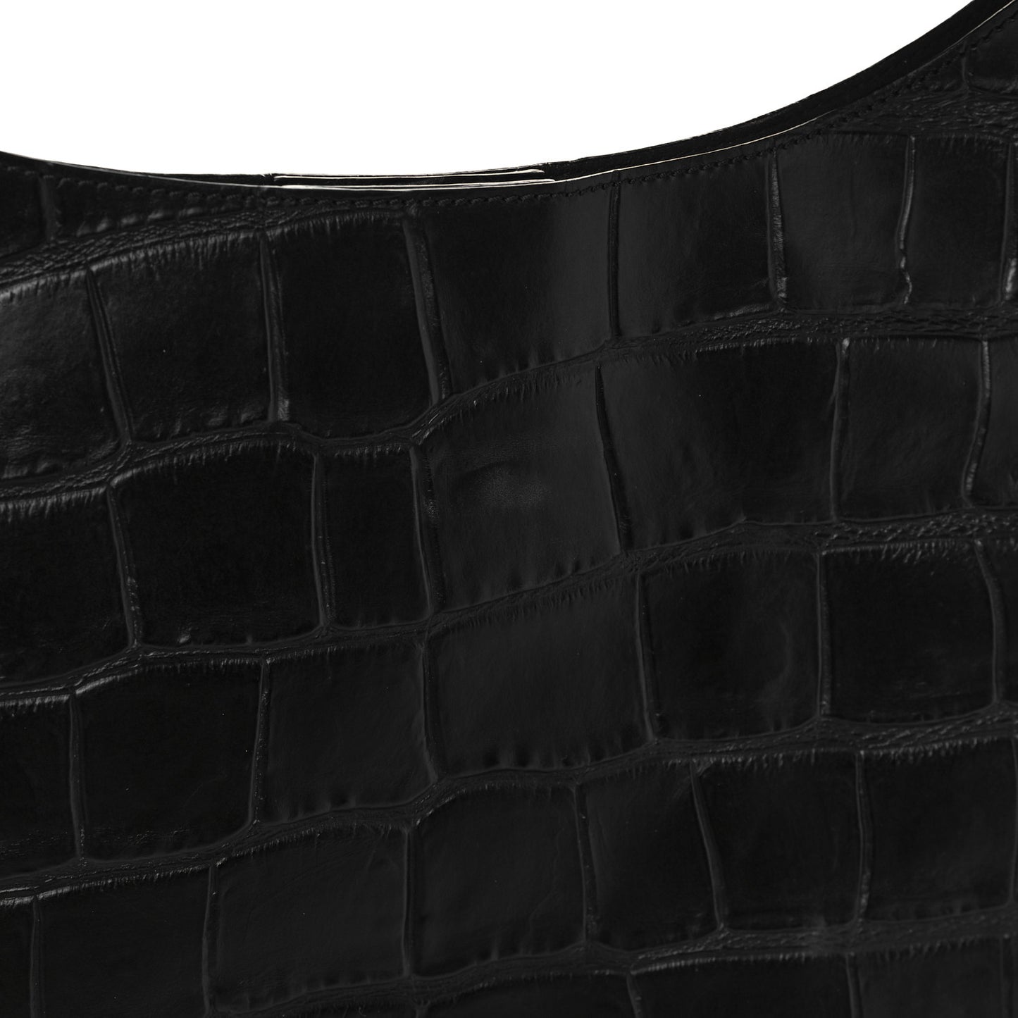 Calfskin Crocodile Embossed Small HDG Hobo Bag Black