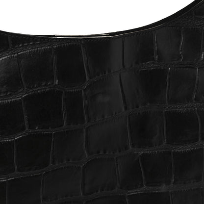 Givenchy Calfskin Crocodile Embossed Small HDG Hobo Bag Black 8 of 8