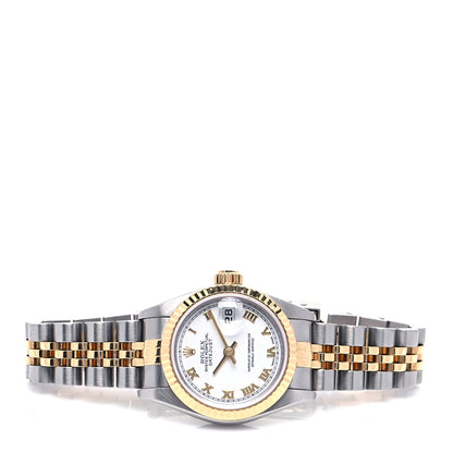 Rolex Stainless Steel 18K Yellow Gold 26mm Oyster Perpetual Datejust Watch White Roman 79173 2 of 5