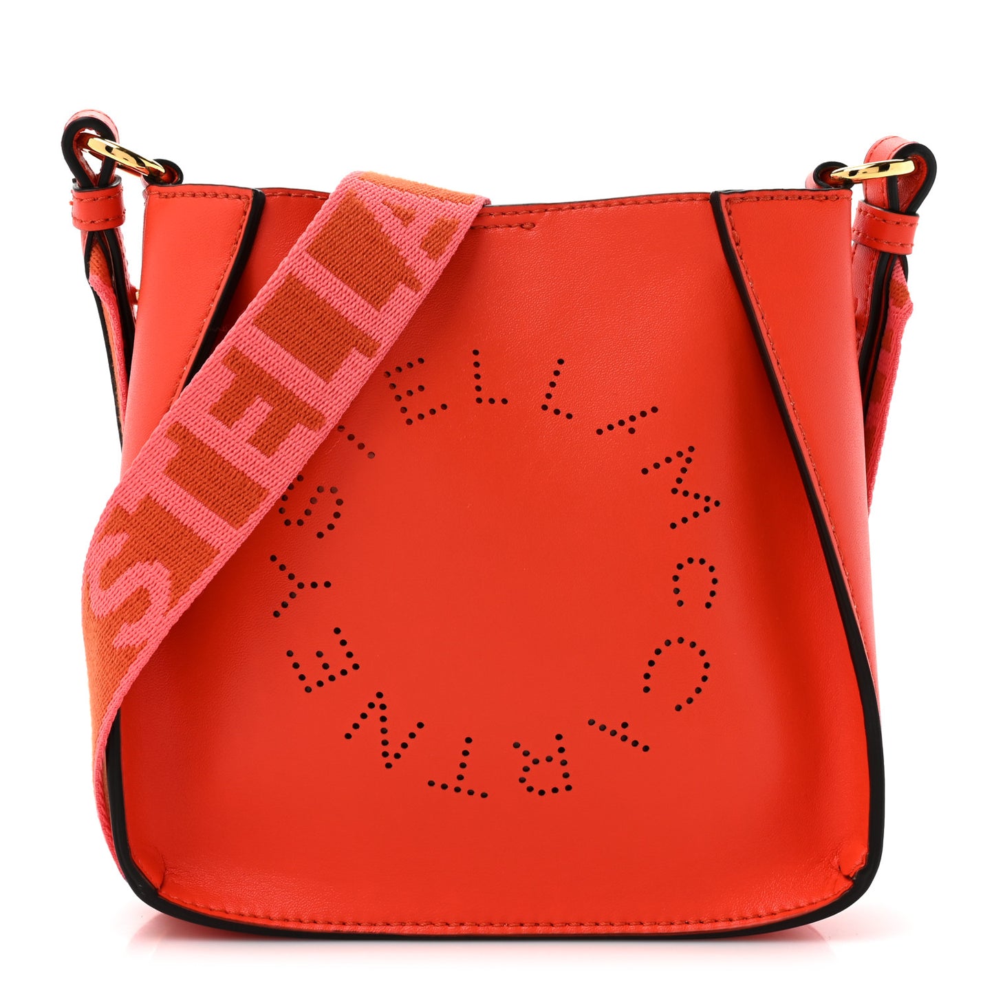 STELLA MCCARTNEY Eco Alter Nappa Perforated Logo Mini Crossbody Orange