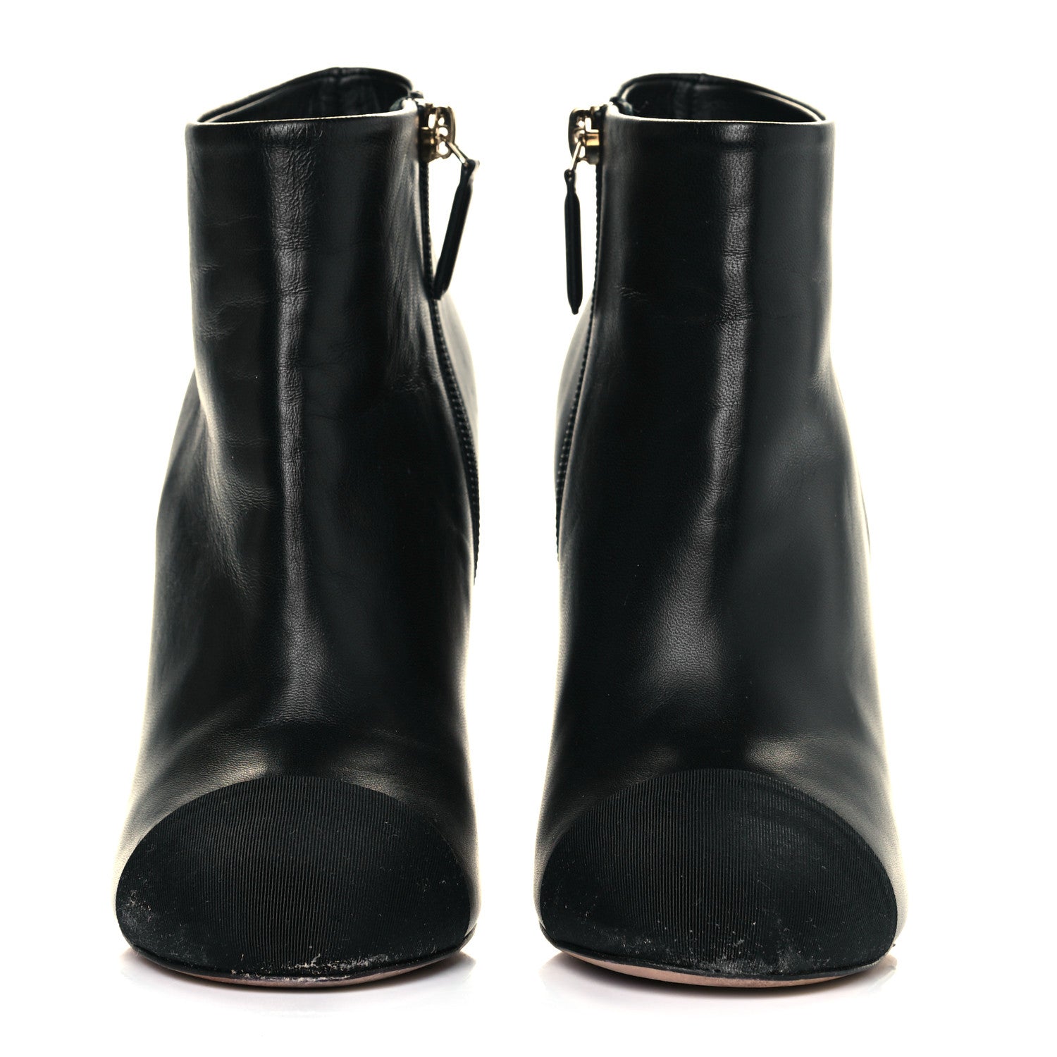 Chanel Lambskin Grosgrain Pearl Cap Toe Boots 36 Black 2 of 10