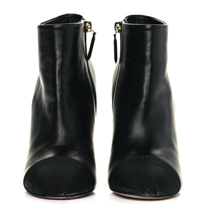 Chanel Lambskin Grosgrain Pearl Cap Toe Boots 36 Black 2 of 10