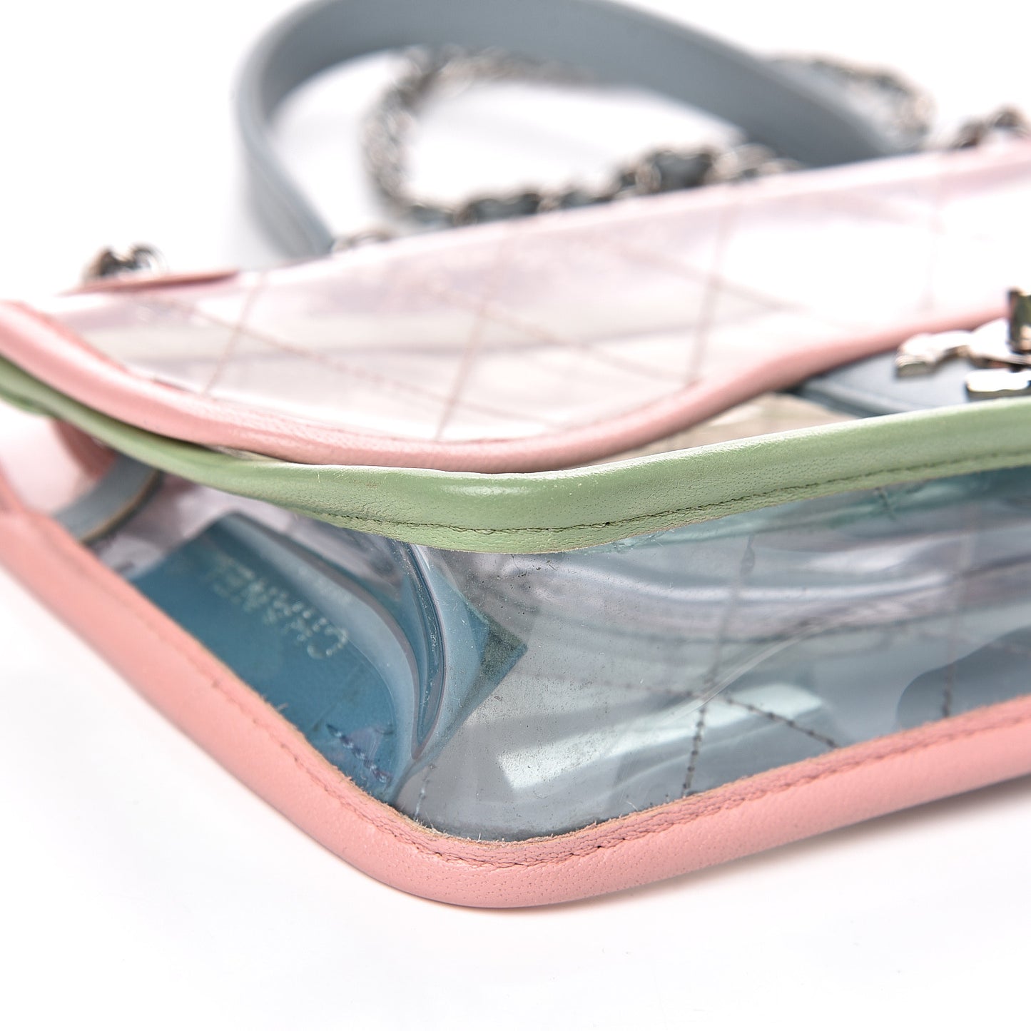 Lambskin PVC Quilted Mini Coco Splash Flap Blue Green