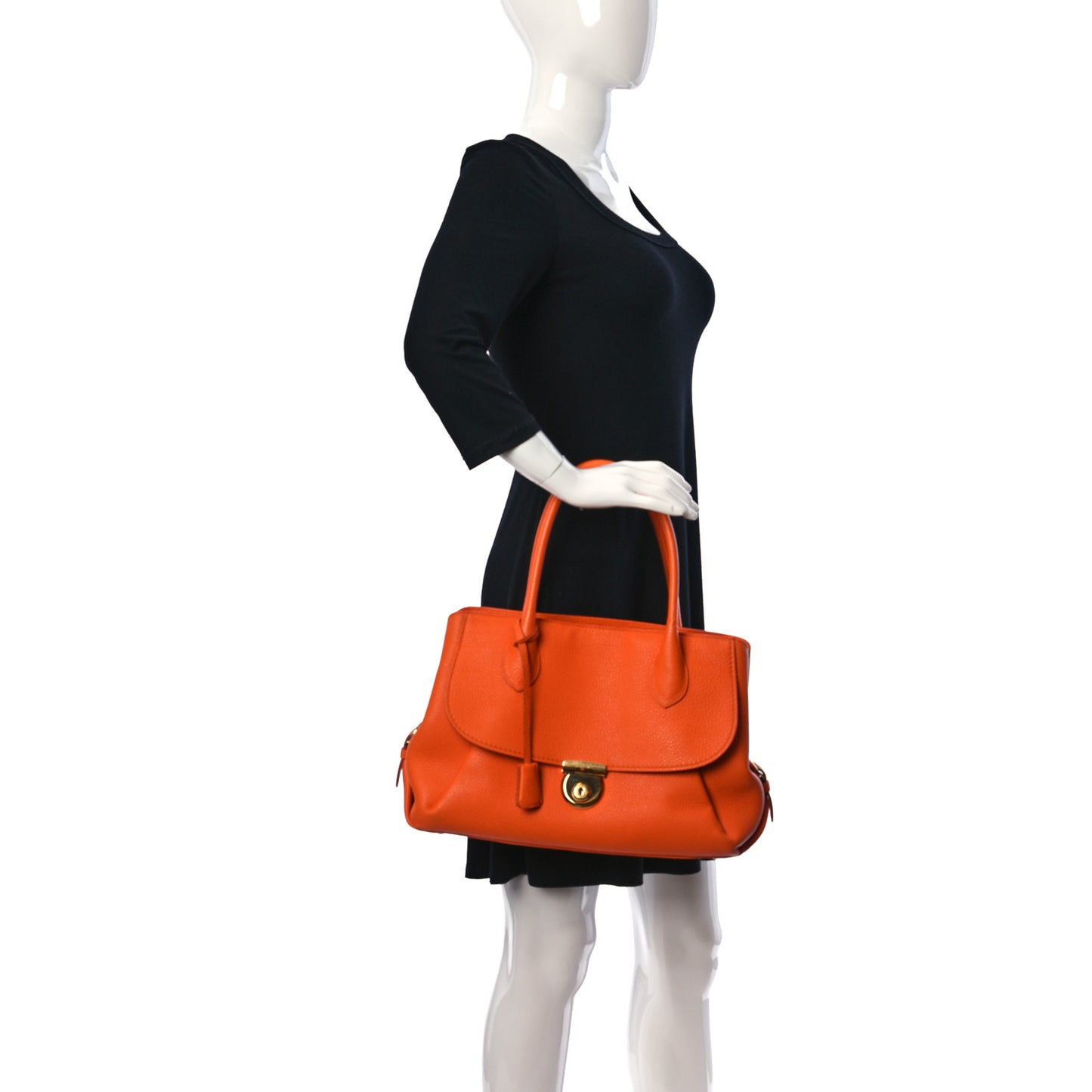 Pebbled Calfskin Fiamma Bag Orange