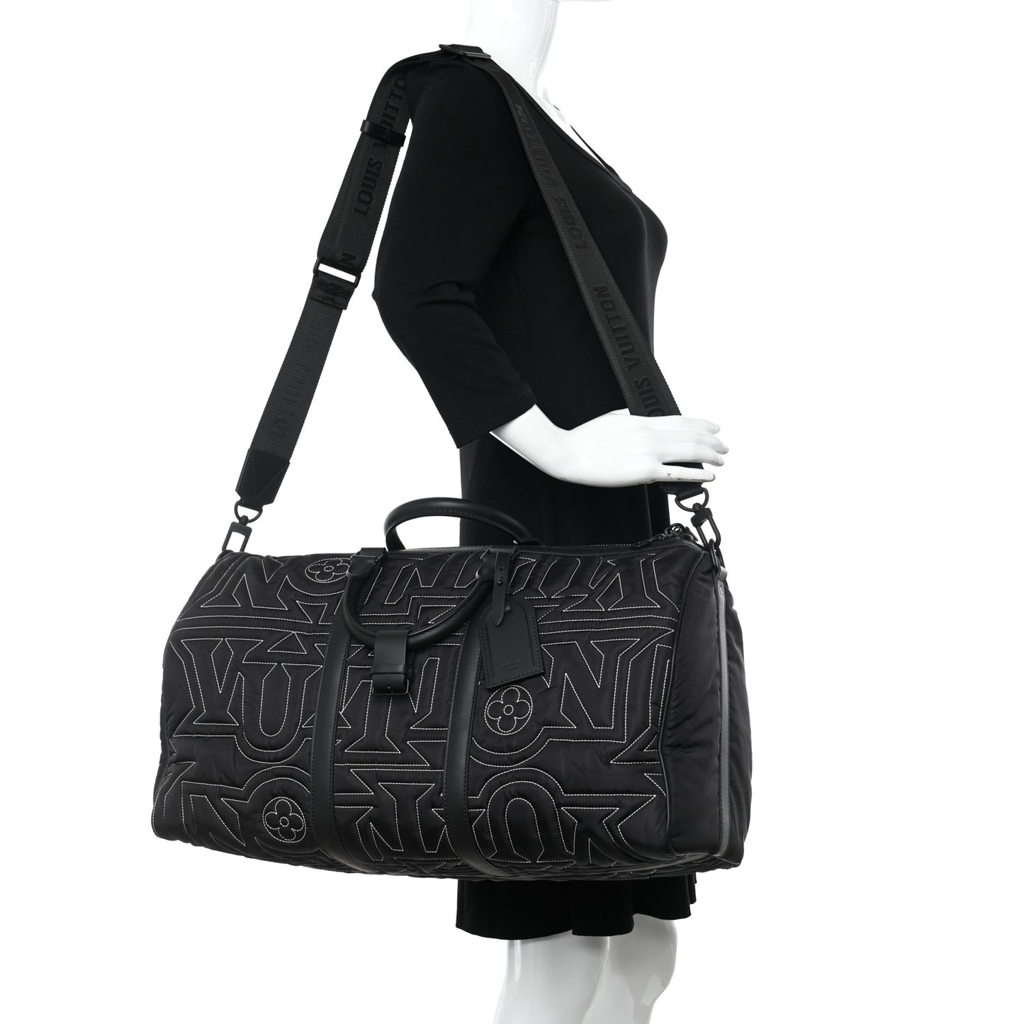 Nylon Embroidered Keepall Bandouliere 50 Black