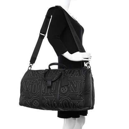 Louis Vuitton Nylon Embroidered Keepall Bandouliere 50 Black 3 of 10