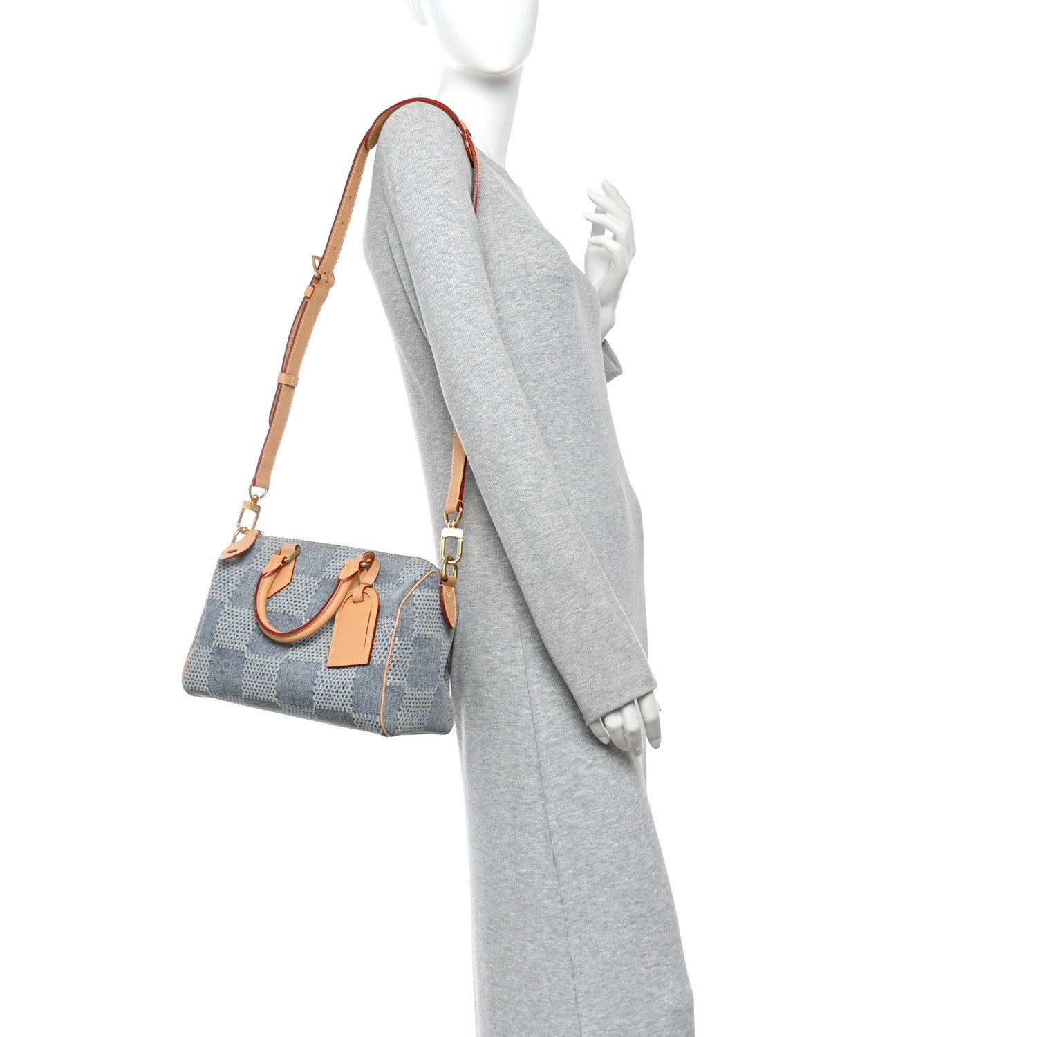 Louis Vuitton Damier Denim 3D Speedy Bandouliere 25 Bleu 2 of 9