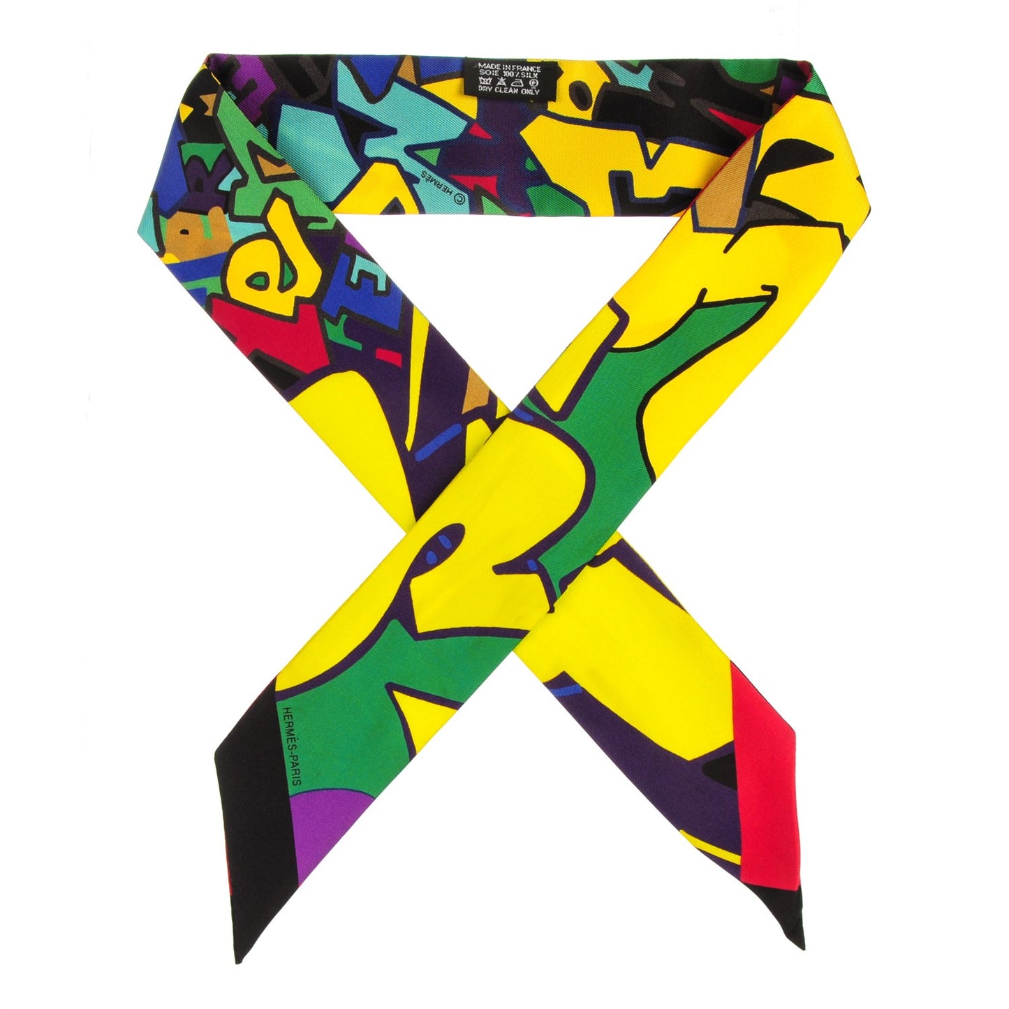 Silk Graff Graffiti Twilly Noir Jaune Vert