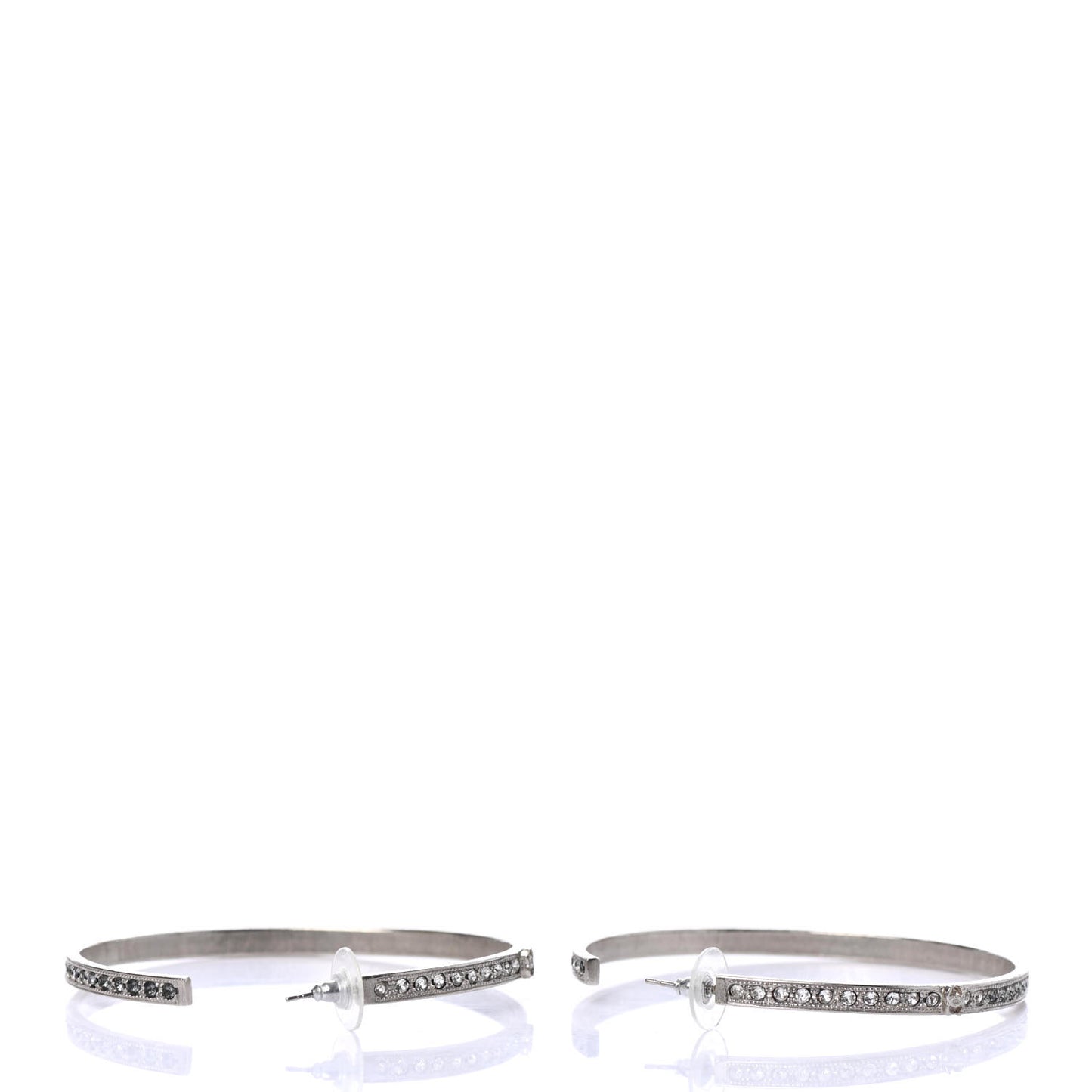Crystal CC Large Hoop Earrings Grey Silver