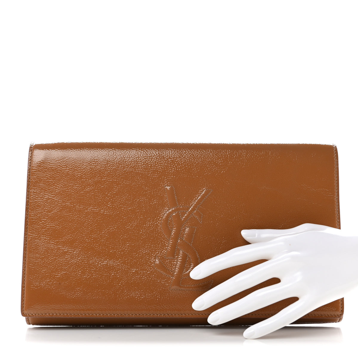 Saint Laurent Textured Patent Calfskin Monogram Large Belle De Jour Clutch Beige 2 of 7